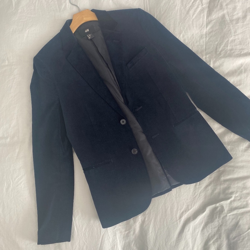 H&M Navy Velvet Blazer